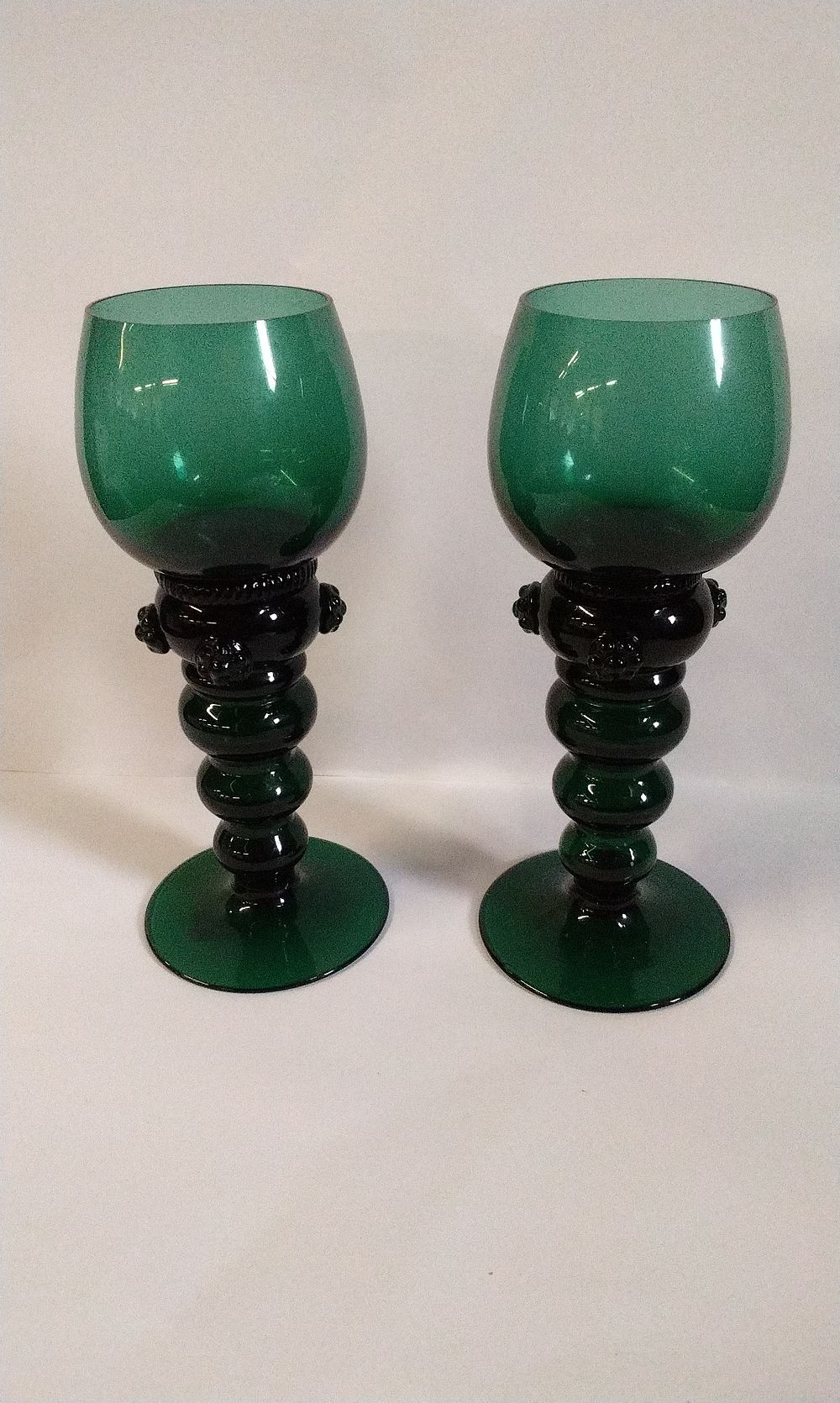 Lot 249: Two Georgian Rummer Green Goblet Glasses. Stunning Condition, No Chips or Cracks.