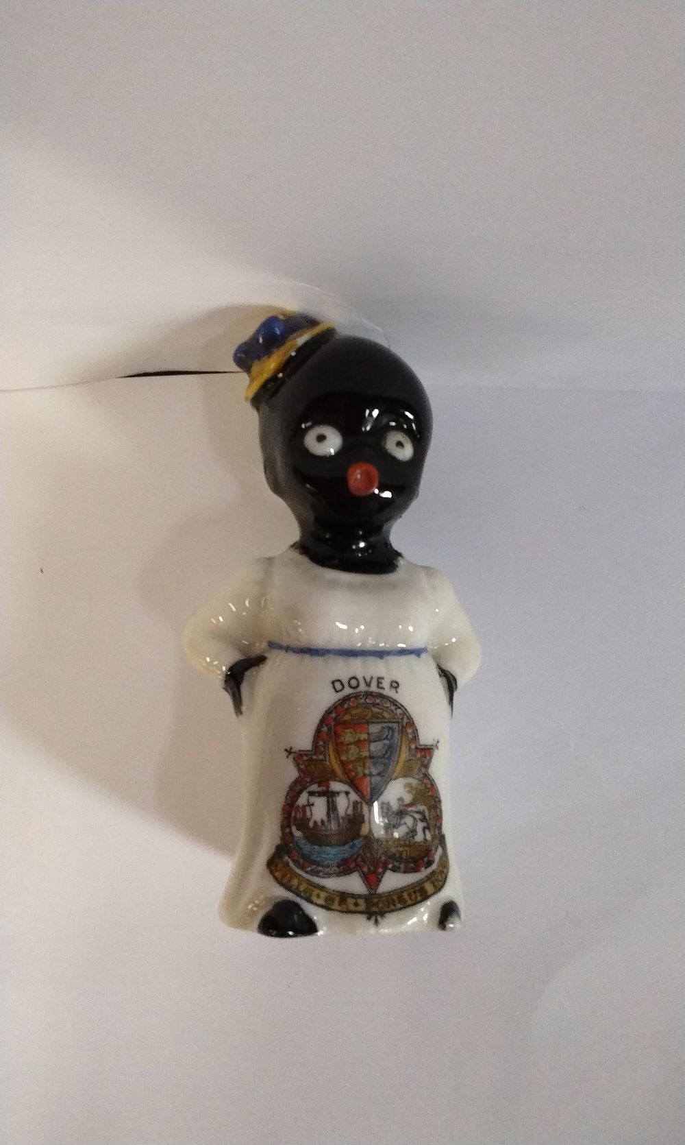 Lot 253: Rare Early 19th Century Arcadian Crested China Female Golly Pepper Pot with Cork Stopper