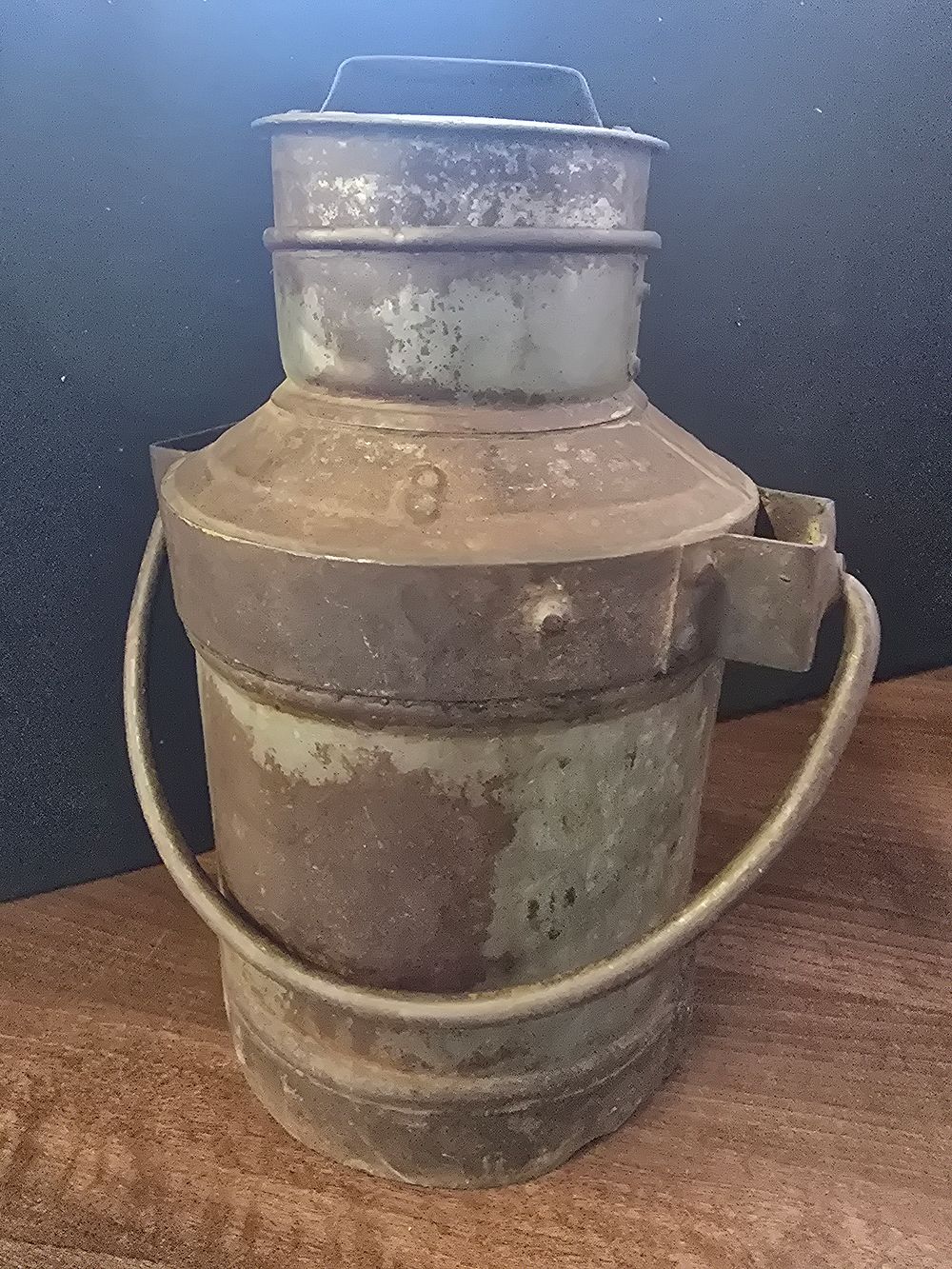 Lot 313: A vintage milk churn with handle and stopper