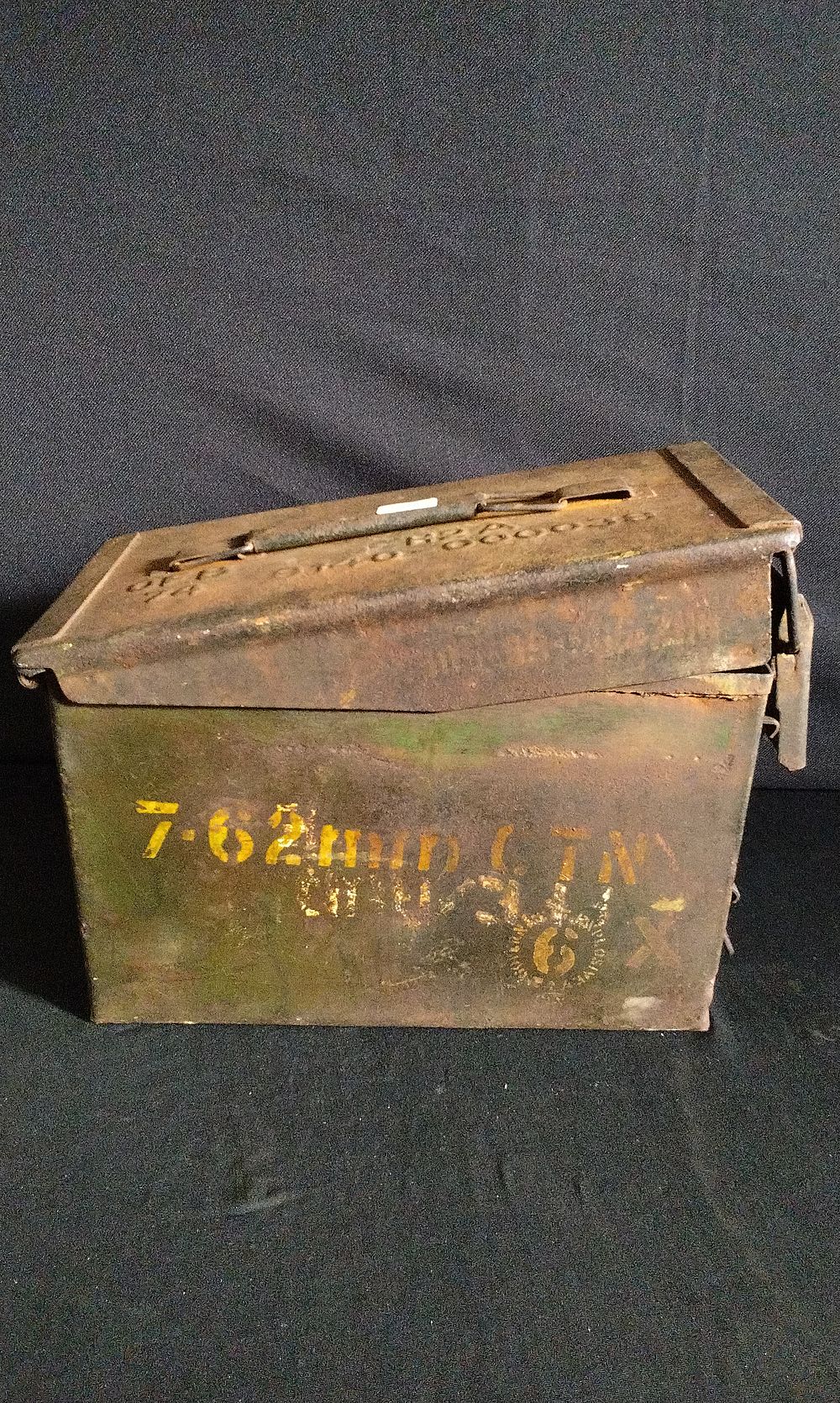 Lot 263: Military Ammunition Box, Marked for 7.62mm Rounds.