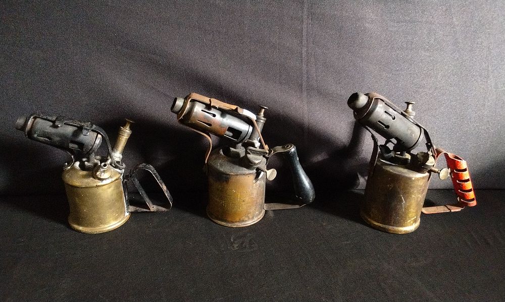 Lot 267: Three Vintage gas Blow Lamps