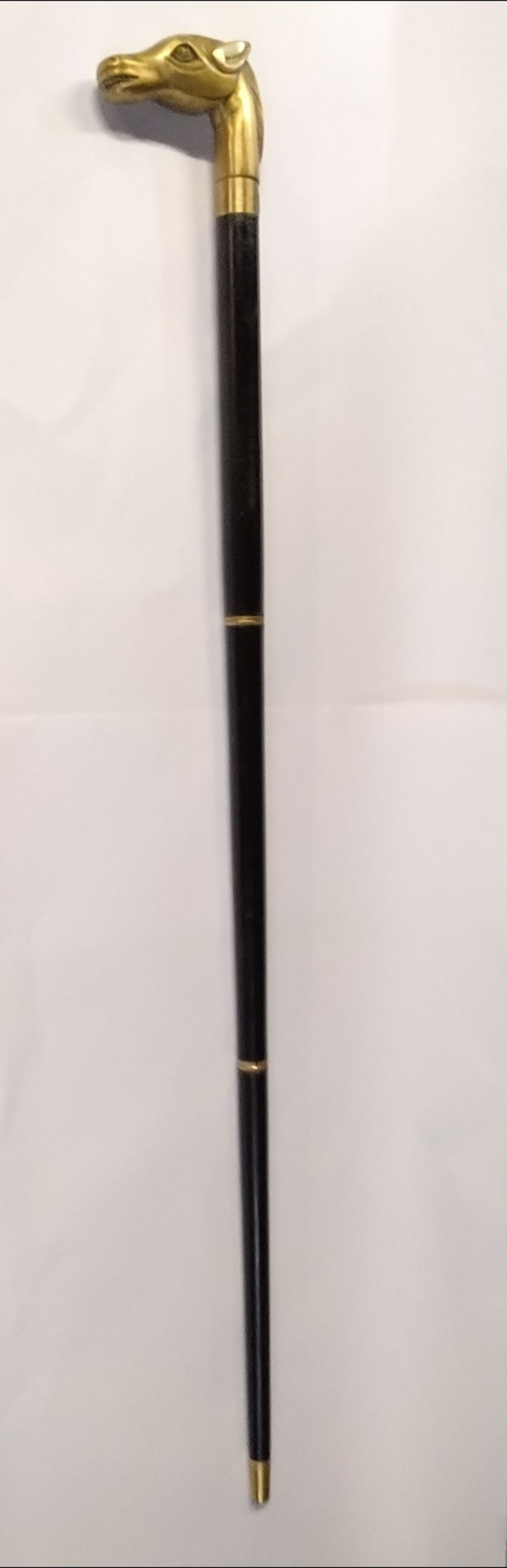 Lot 271: Black and Brass Walking Stick with Brass Horse Head Handle