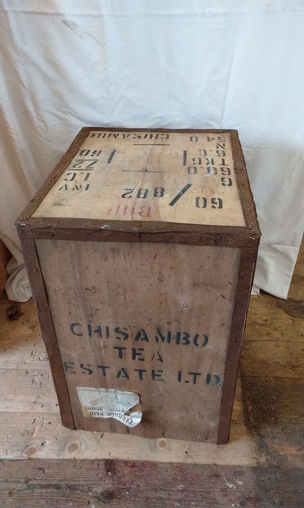 Lot 357: Large Open Wooden Tea Chest