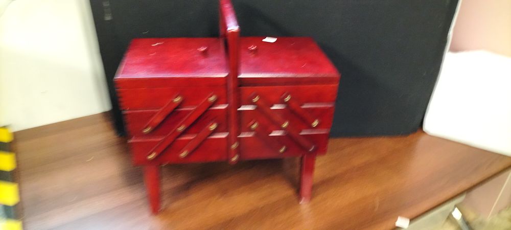 Lot 343: Sewing Accessories Box complete with Lots of Hand Sewing Equipment