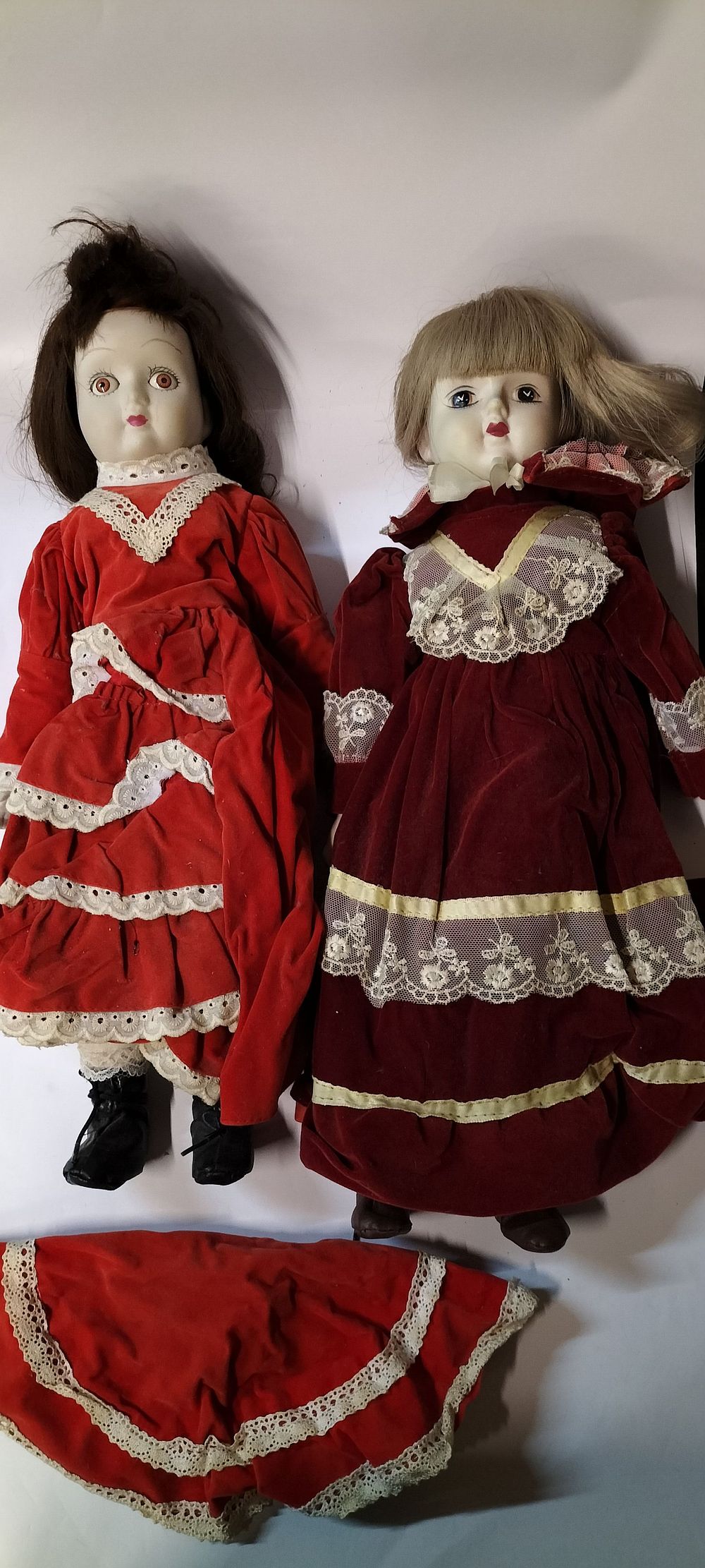 Lot 399: A Pair of Vintage Porcelain Dolls, Soft Bodies, Porcelain Lower Arms and Legs and Head and Shoulders
