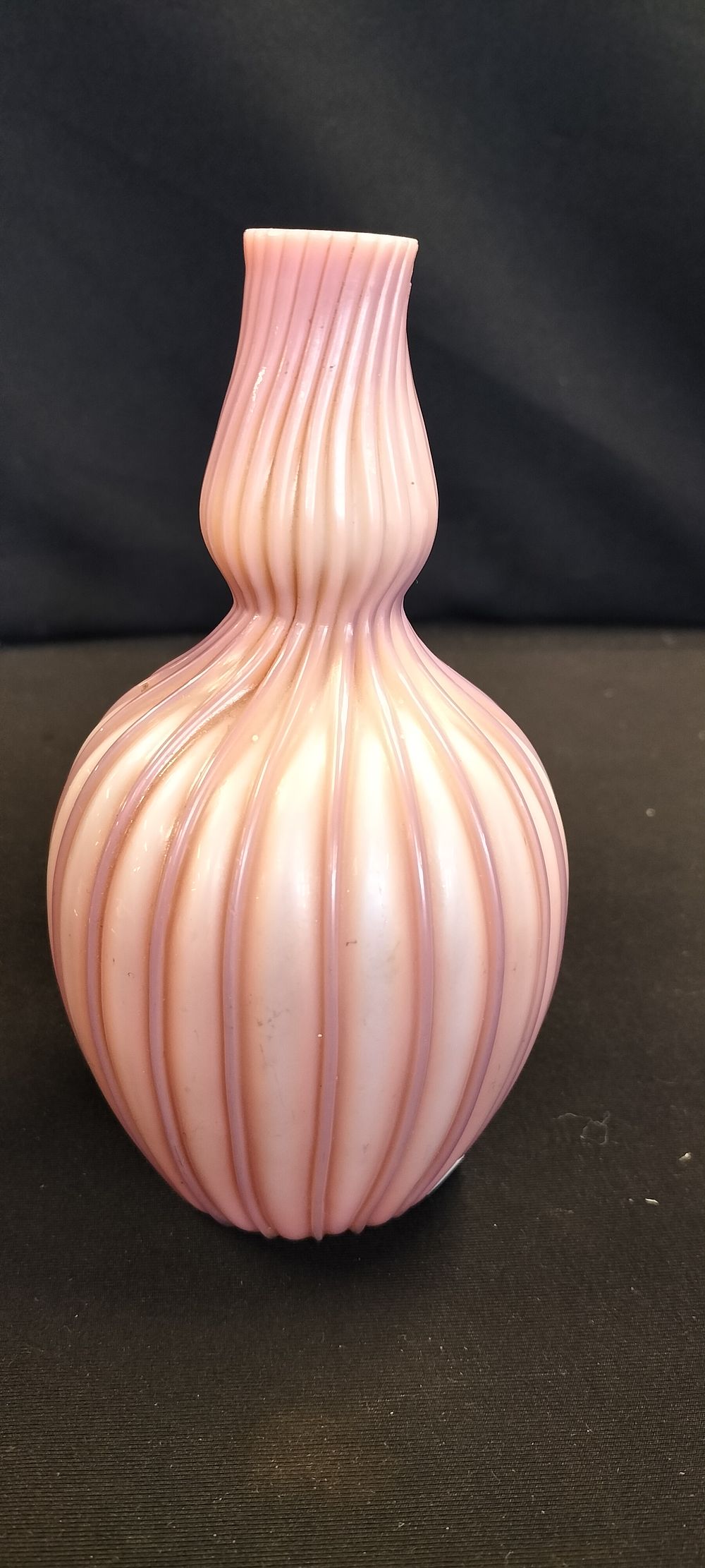 Lot 154: A Pink Opalescent Ribbed Satin Glass Vase