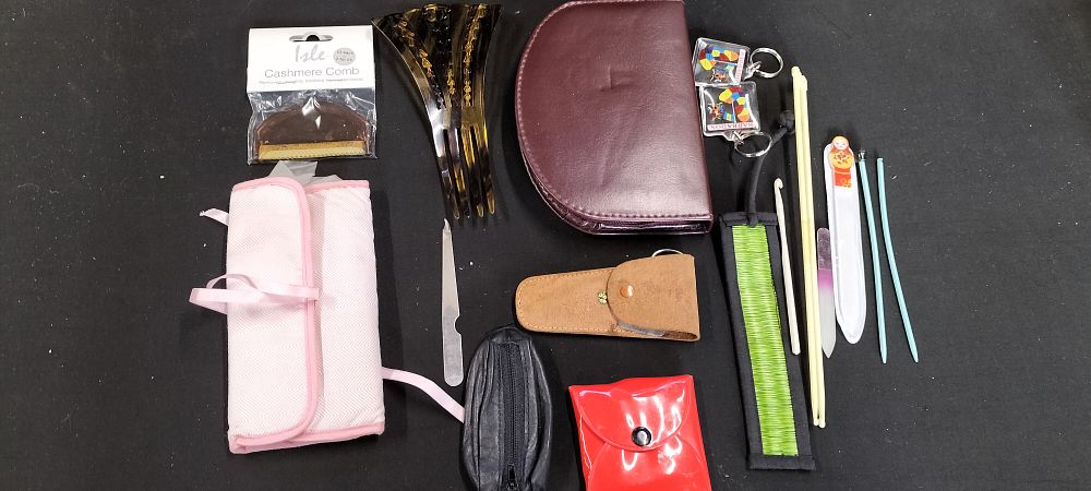 Lot 171: Mixed Lot Including Pedicure Sets, Hair Accessories and a Couple of Barbados Keyrings