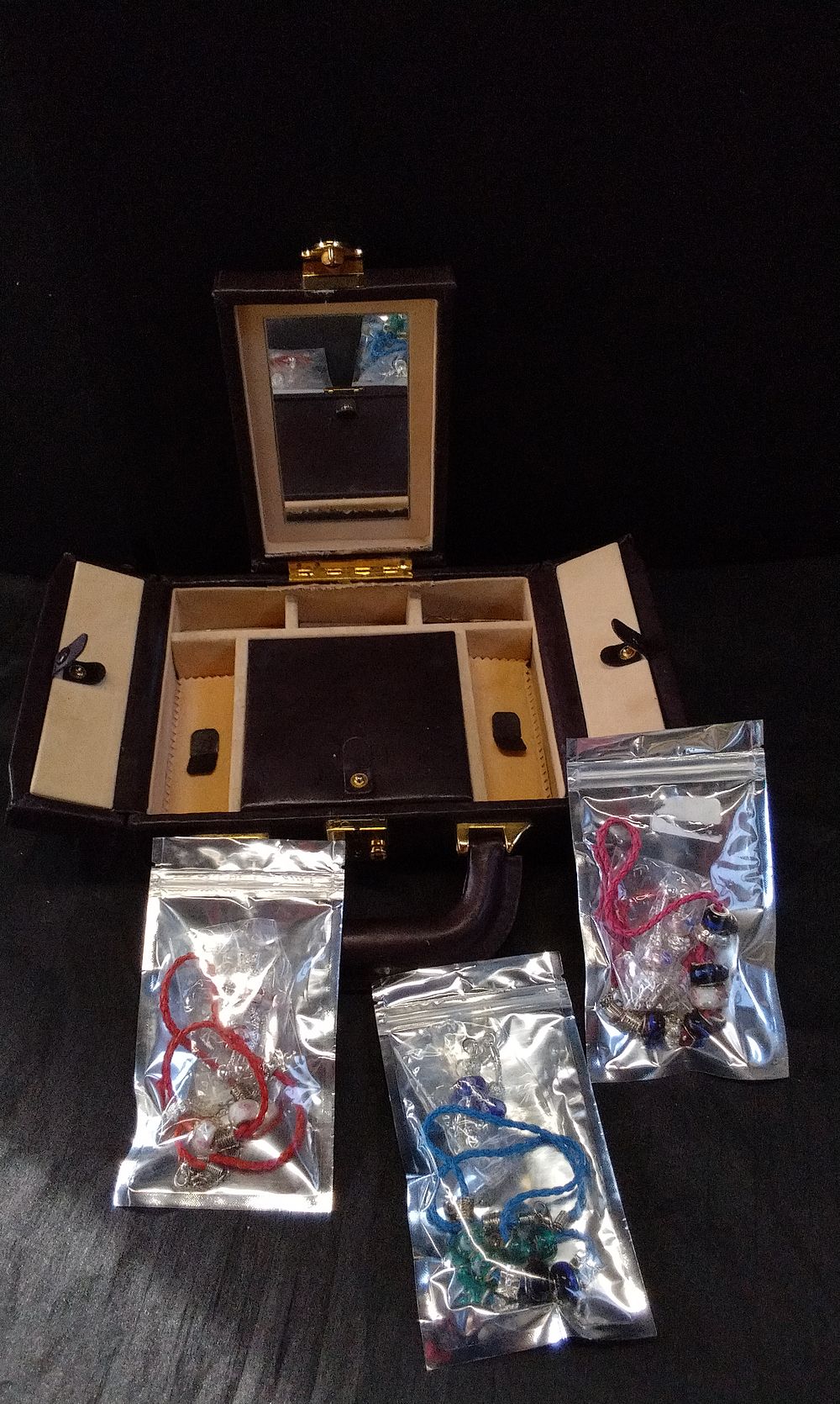 Lot 250: Brown Multi Section Jewellery Box