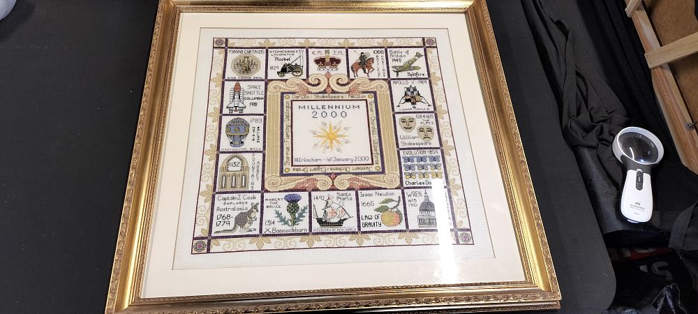 Lot 194: Framed Millennium Cross Stitch Sampler