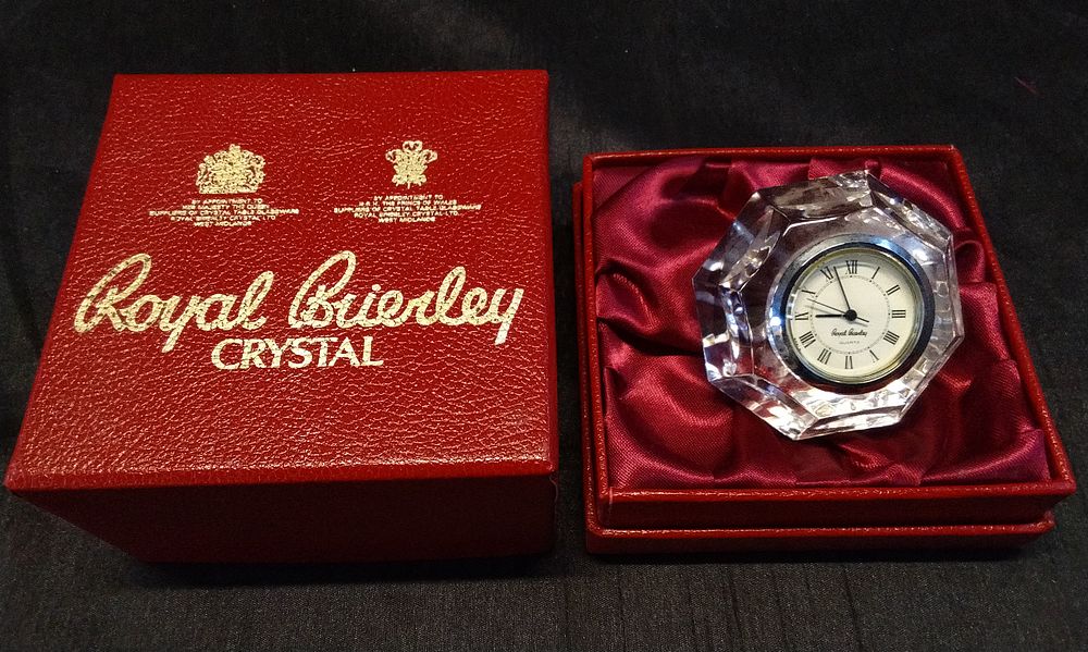 Lot 278: Small Royal Brierley Cut Crystal Clock