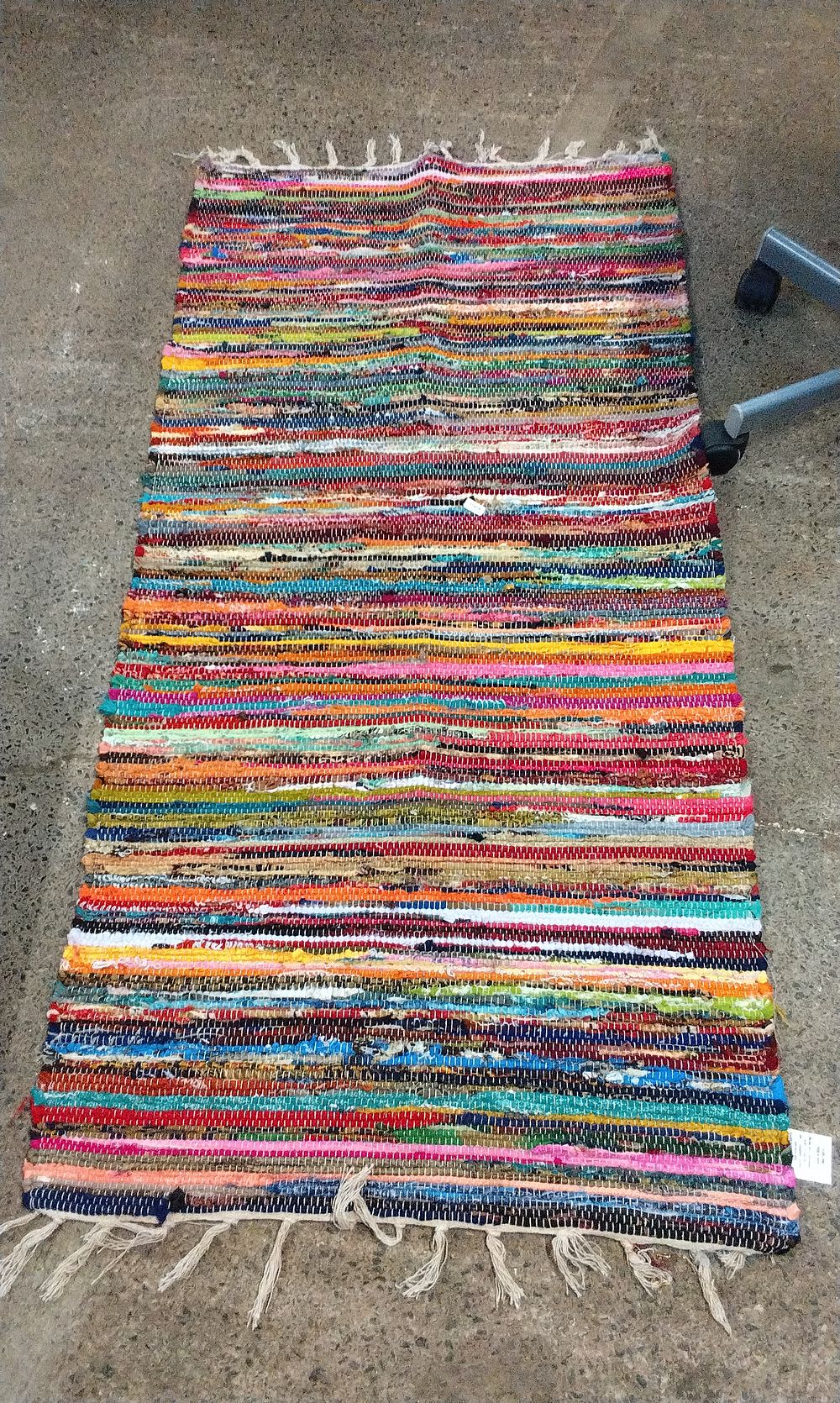 Lot 290: Hand Woven Striped Fringed Rug