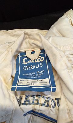 Vintage White Duckhams 20-50 Motor Oil. Garment Number 4262. One Piece Coveralls. Size 40