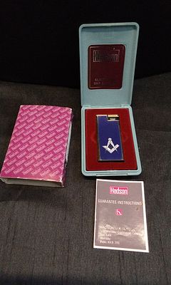 Vintage Hadson Masonic Electric Gas Lighter. With Original Packaging and Carrs Ltd Guarantee