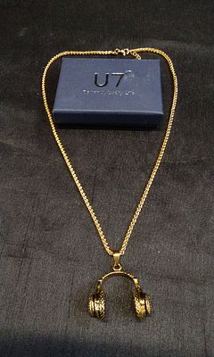 U7 Gold Plated Headphone Pendant and Neclace Set