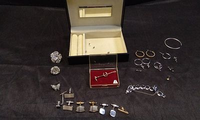 Jewellery Box Containing Selection of Various Jewellery Pieces. Including Earrings, Cufflinks 