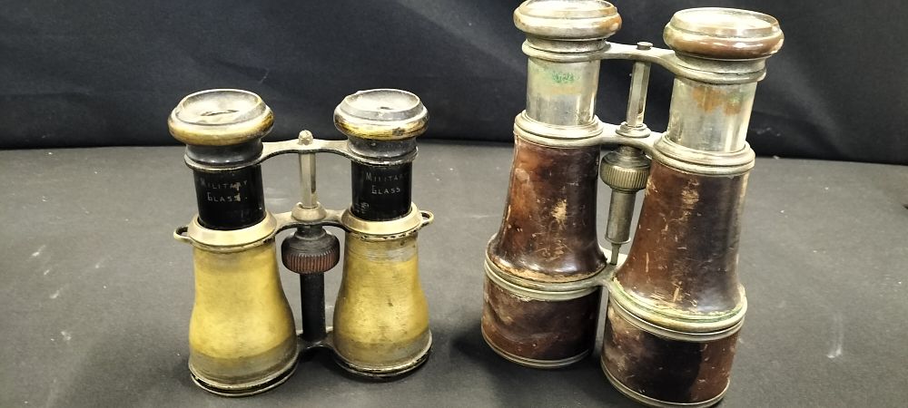 Lot 332: Two Pairs of Vintage Binoculars Possibly some Military use
