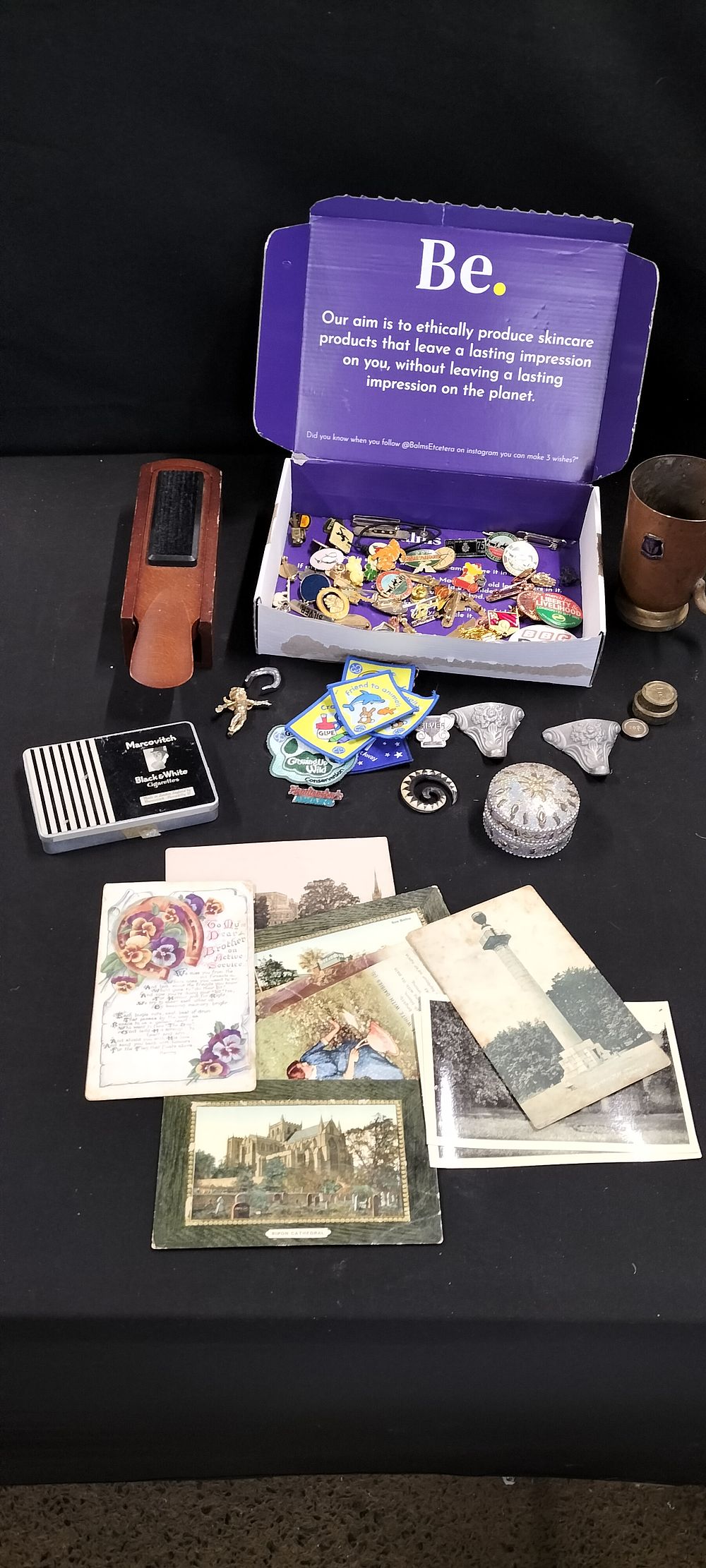 Lot 335: A Selection of Pin Badges, Lapel Pins, Postcards and Other Assorted Items