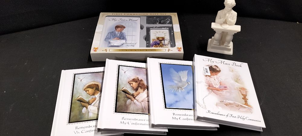 Lot 338: A First Communion Gift Set, Three Remembrance of Confirmation Diaries and other Items
