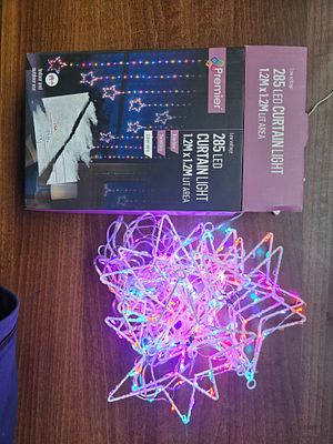 Premier 285 LED curtain light 1.2m x 1.2m rainbow twinkle with silver wire