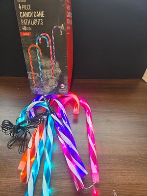 4 piece candy cane path lights 40 LEDS. Rainbow