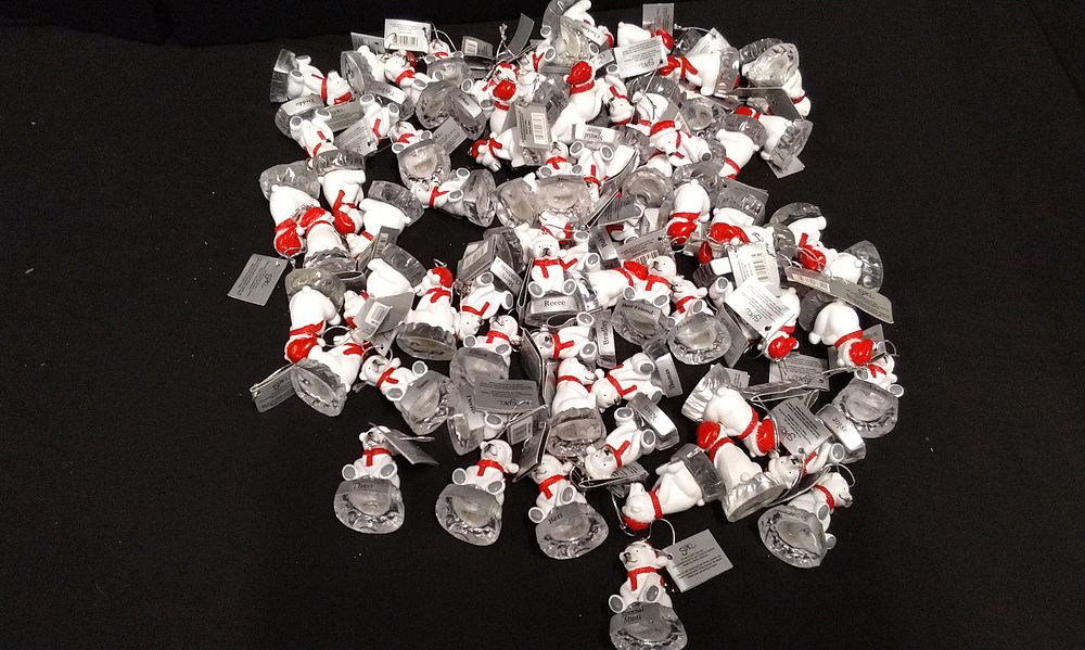 Lot 649: Large Quantity of Personalised Polar Bear Christmas Tree Decorations