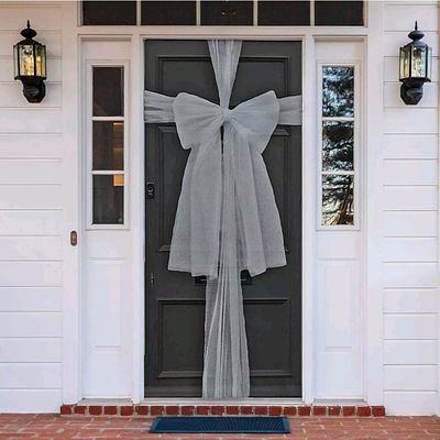 Brand new silver sparkle door ribbon and bow in silver