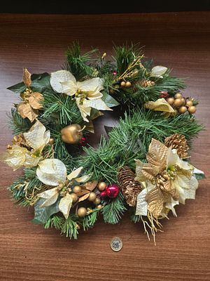 Gold berry and bow wreaths