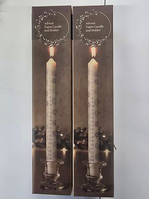 Two Lakeland advent Taper candle and holder