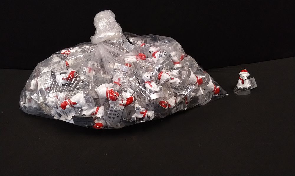 Lot 669: Large Quantity of Personalised Polar Bear Christmas Tree Decorations