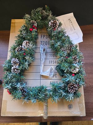 Brand new battery operated decorated tree shape wreth, with door hook