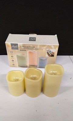 Accents by Premier 3x Battery Operated Multi - Action LED Colour Changing Candles. Brand New in Box