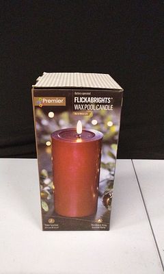 Brand New in Box Premier Flickabright Wax Pool Candle. Battery Operated. Untested