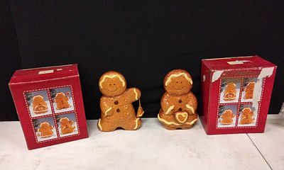 Two Meridian Ceramic Gingerbread Figures. Brand New in Box