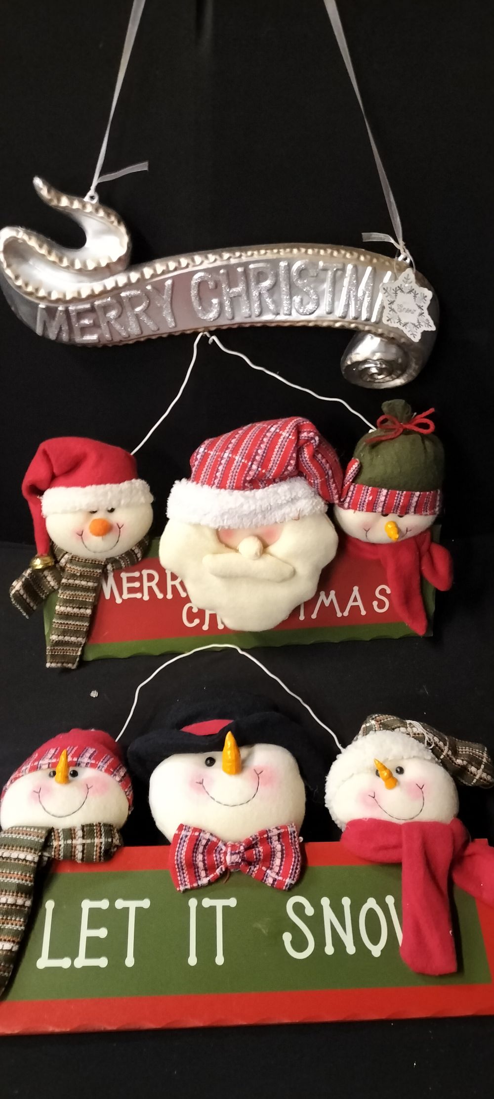 Lot 161: Three Hanging Christmas Signs, Two Wooden, One Plastic