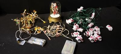 Two Sets of Battery Operated Lights, a Set of Lights with Snowman Shades and A Father Christmas 
