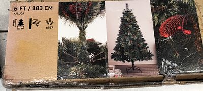 A Kaluga Artificial Christmas Tree with Berry Branches and Pine Cones. Approx 183cm x 120cm