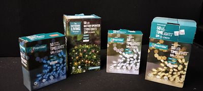 Four Sets of Battery Operated LED Lights, Various Lengths and Colours
