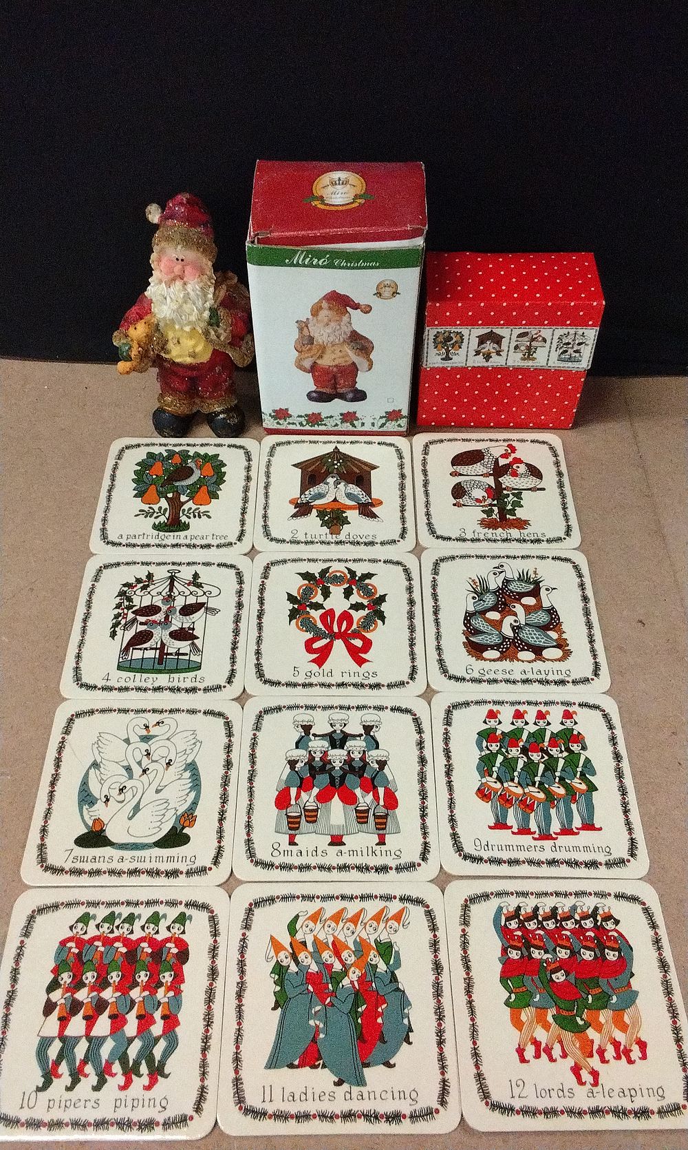 Lot 588: Composite Figure of Santa Clause, and The Twelve Days Of Christmas Picture Cards in Original Box