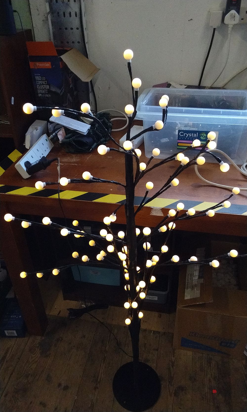 Lot 607: Pre Lit Black Christmas globe tree