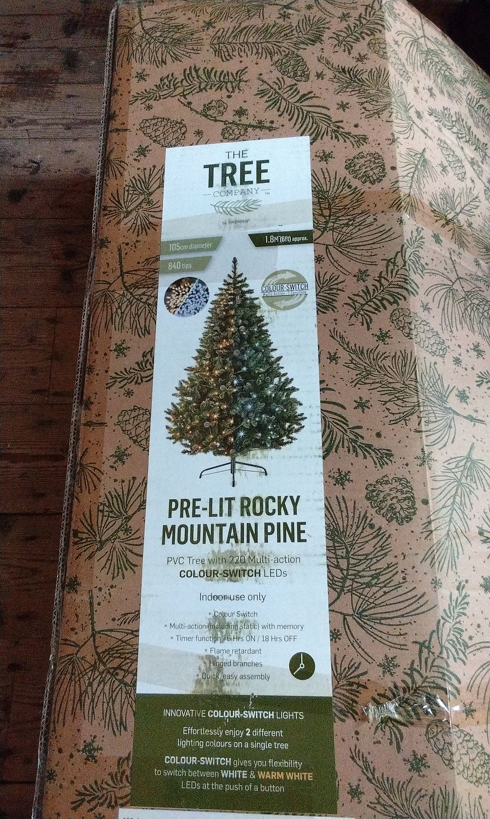 Lot 659: Premier 6ft Pre Lit Rocky Mountain Pine Tree
