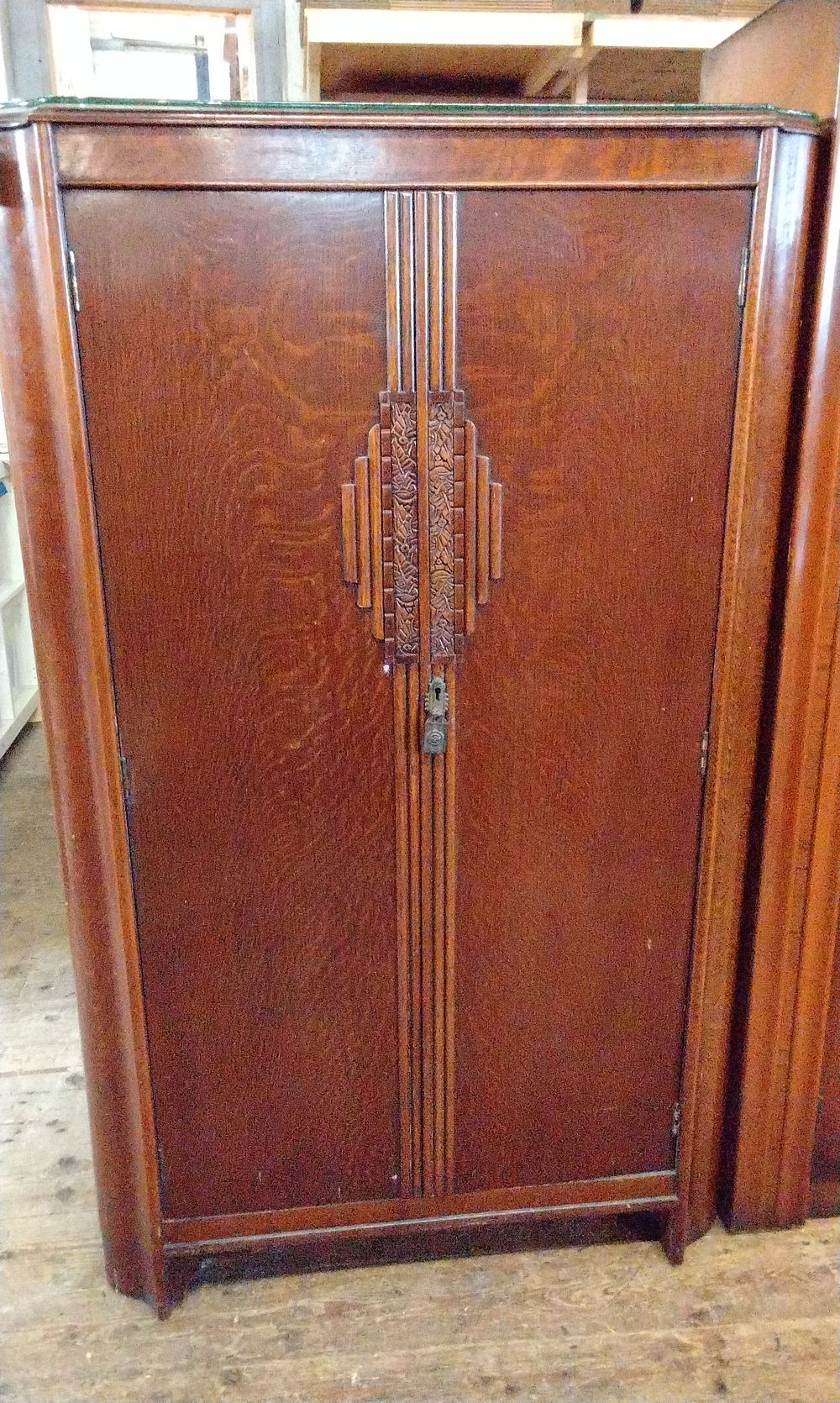 Lot 670: Vintage Art Deco Small Wardrobe with Glass Top