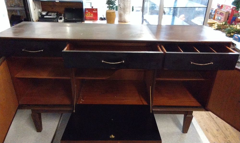 Lot 692: Red/ Black sideboard / credenza.