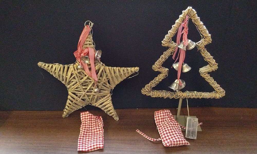Lot 703: Two Woven Christmas Battery Operated Decorations