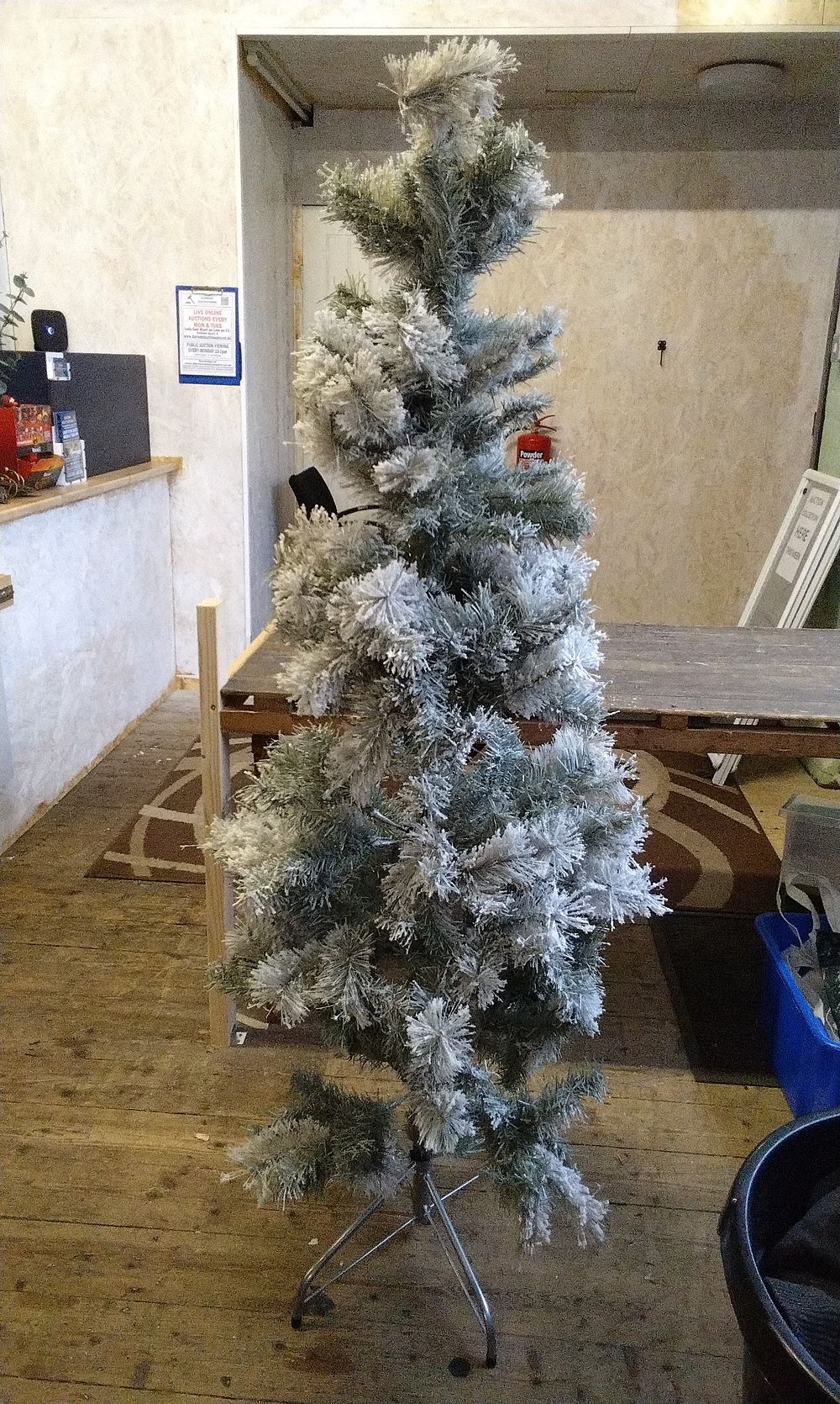 Lot 709: flocked 3 Part artificial Christmas tree