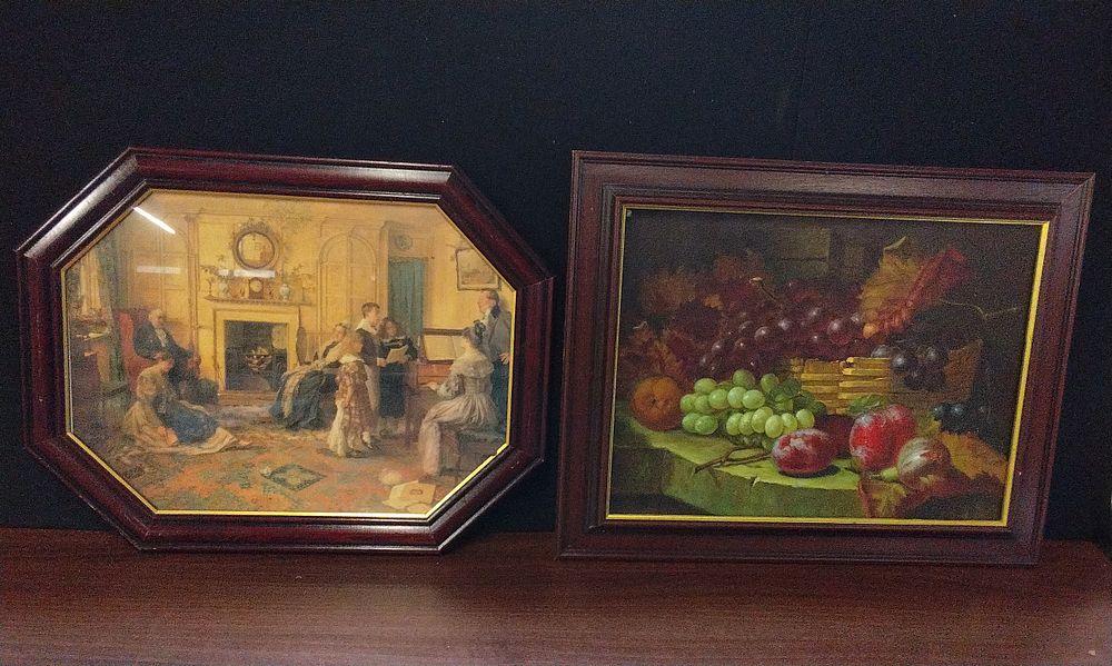 Lot 738: Two Dark Wood Framed Pictures