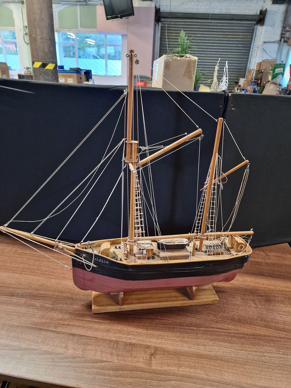 Lot 795: Wooden Modelof the Ulelia Truro Ship and Plinth