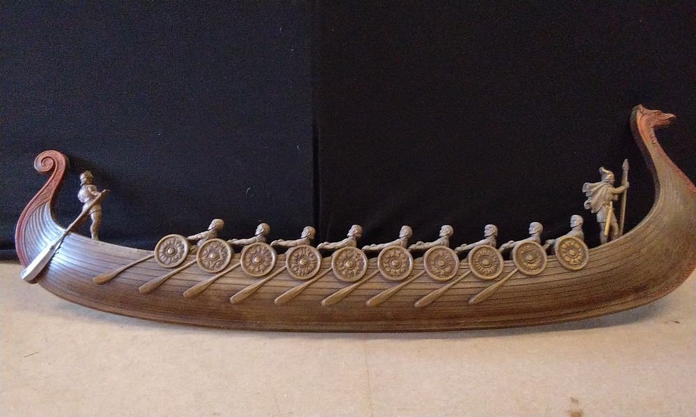 Lot 167: Composite Syroco Mid-Century Viking Longboat Wall Sculpture