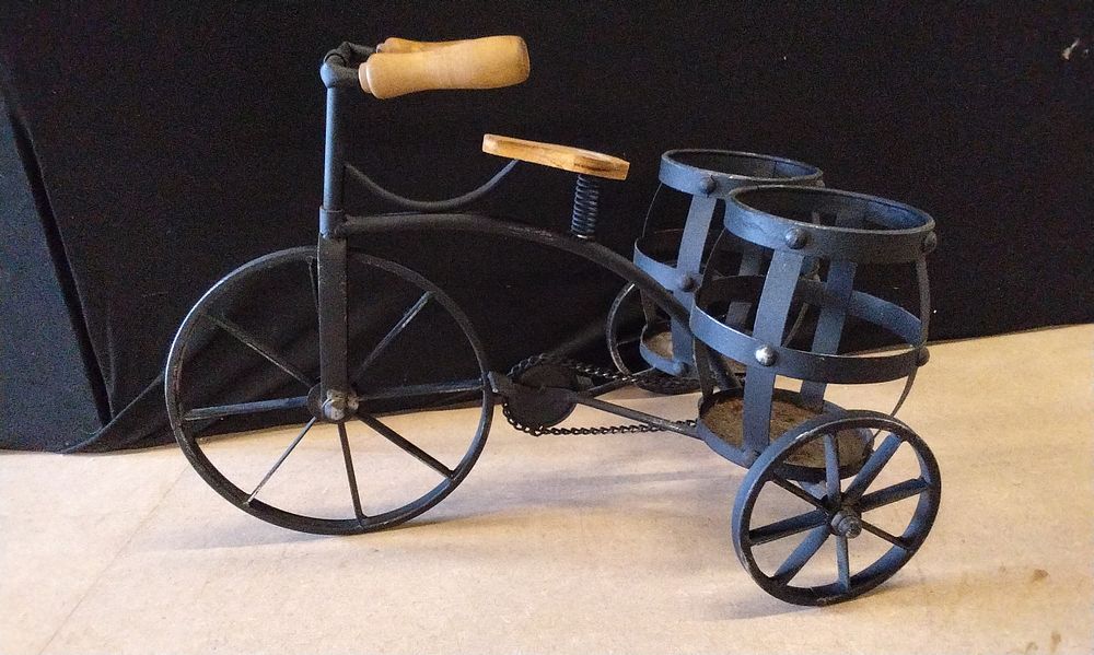 Lot 168: Black Metal Decorative Tricycle Planter