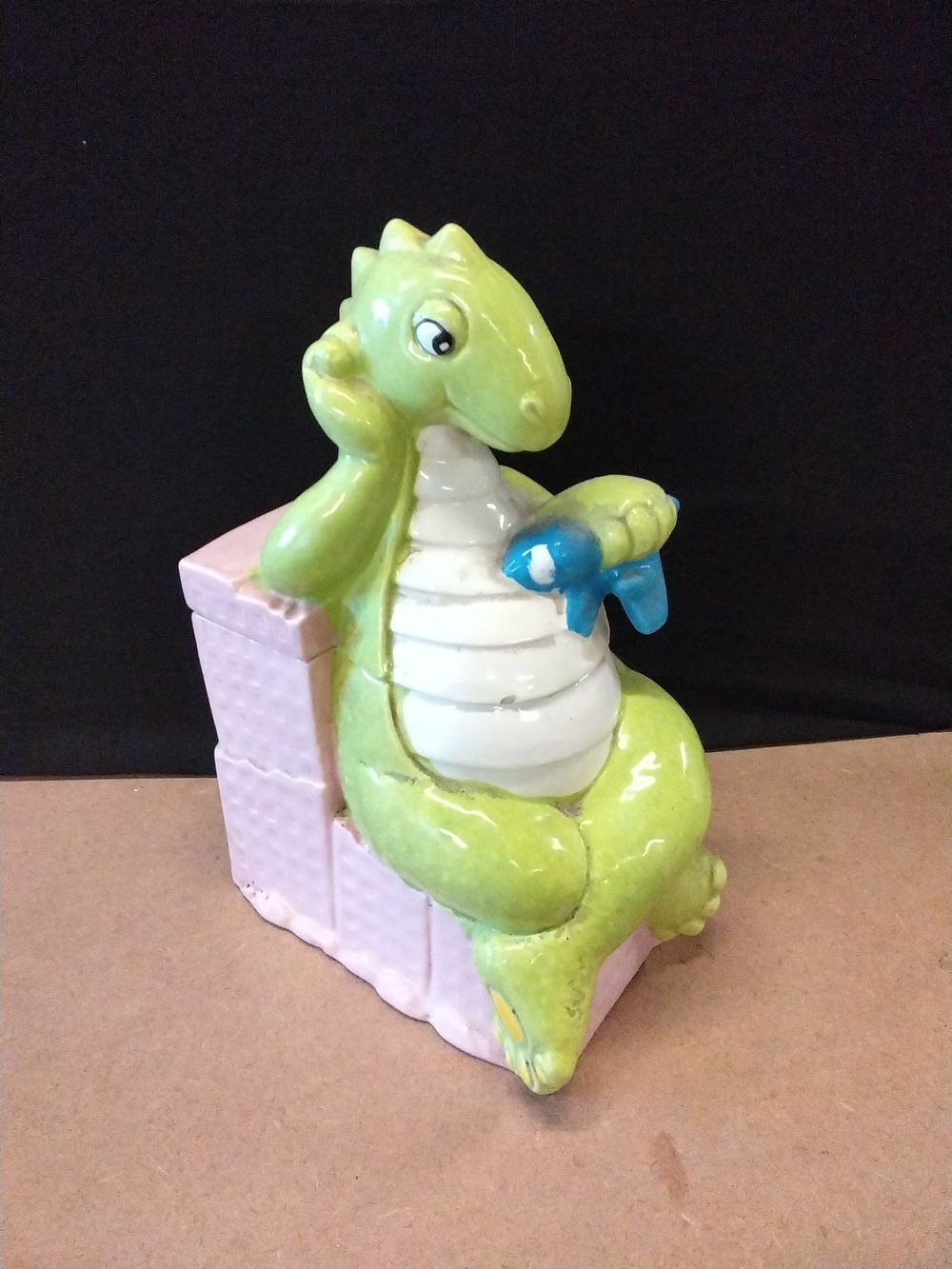 Lot 185: Vintage Ceramic Dragon Cookie Jar with a Aeoplane