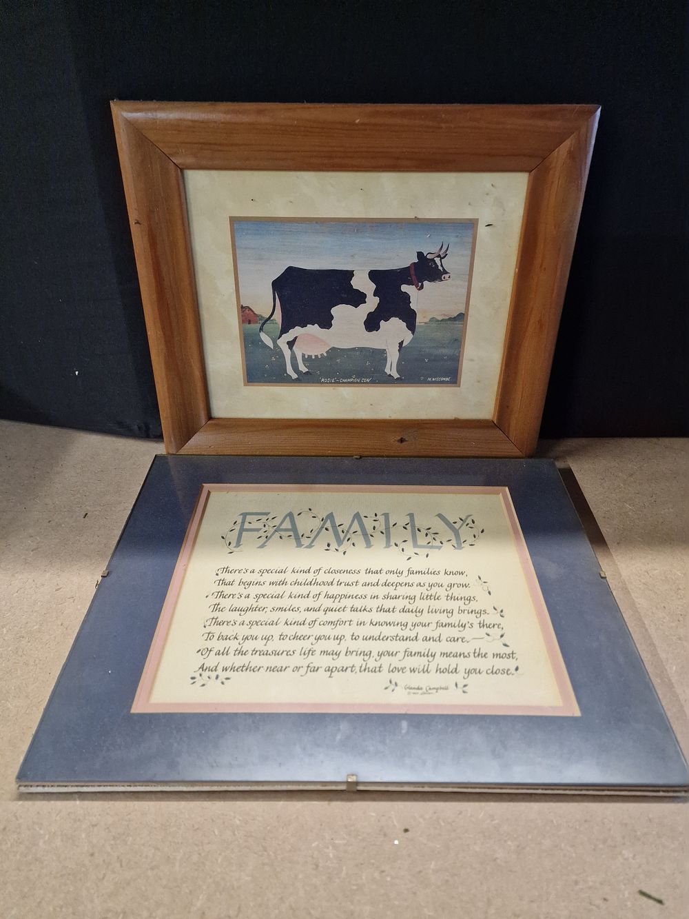 Lot 389: A Pair of Framed Folk Art and Textual Prints